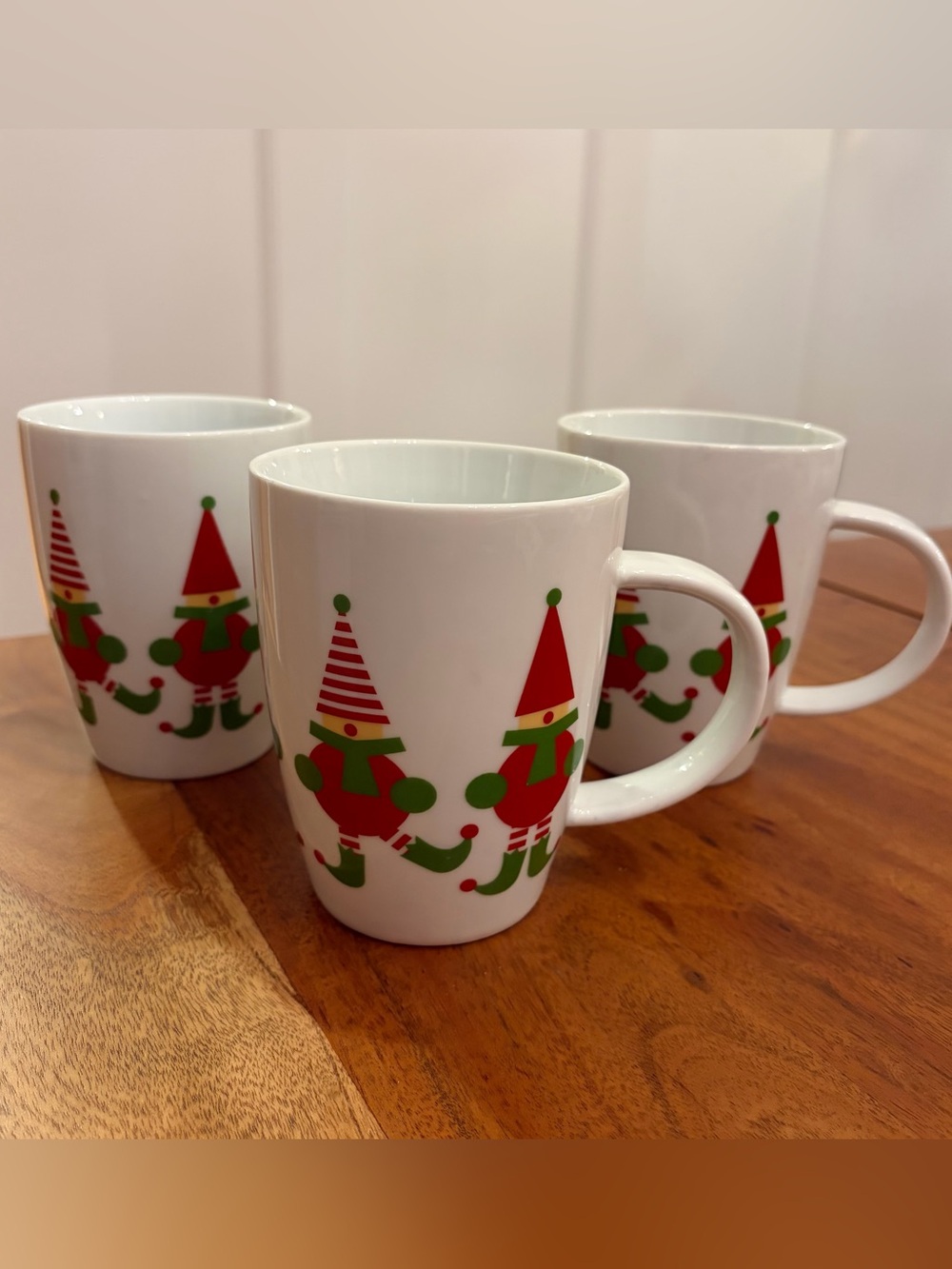 Set of 3 Vintage 1990s Crate & Barrel Mugs Jingle Elf Mugs Cups Christmas Retro